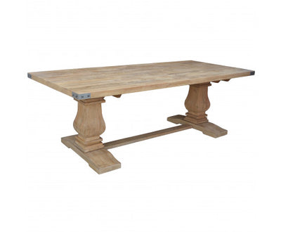 Gloriosa Dining Table 230cm 8 Pax Pedestal Solid Mango Timber Wood - Honey Wash