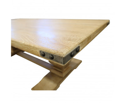 Gloriosa Coffee Table 140cm Pedestal Solid Mango Timber Wood - Honey Wash