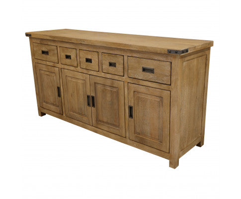 Gloriosa Buffet Table 180cm 4 Door 5 Drawer Solid Mango Timber Wood - Honey Wash