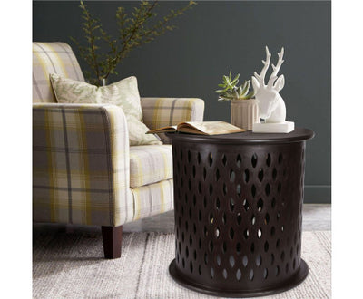 Pansy Wooden Round 50cm Side Table Sofa End Tables - Brown