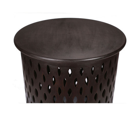 Pansy Wooden Round 50cm Side Table Sofa End Tables - Brown