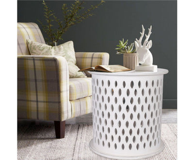 Pansy Wooden Round 50cm Side Table Sofa End Tables - White
