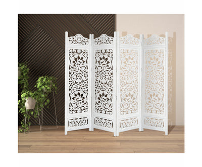 Koch 4 Panel Room Divider Screen Privacy Shoji Timber Wood Stand - White