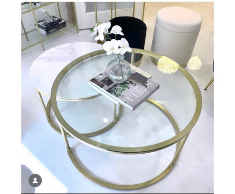 Interior Ave - Elle Luxe - Marble & Gold Nested Coffee Table