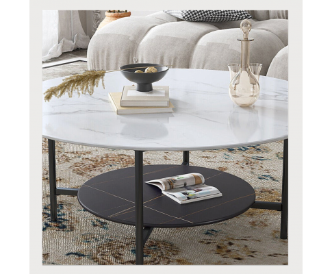 Interior Ave - Duke Round Two Tier Stone Coffee Table
