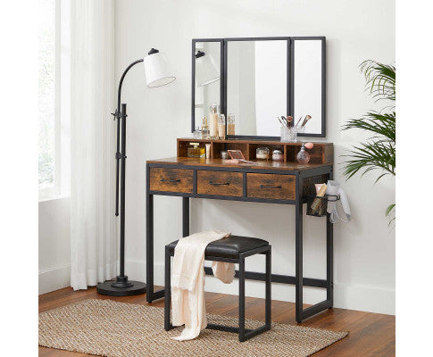 VASAGLE Vanity Dressing Table with Trifold Mirror