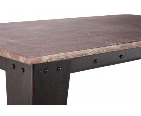 Industrial Style Wood Coffee Table on Wheels