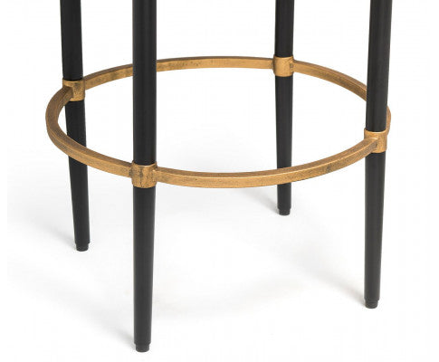 Wooden Round Gold Black Side Table with Finial Legs
