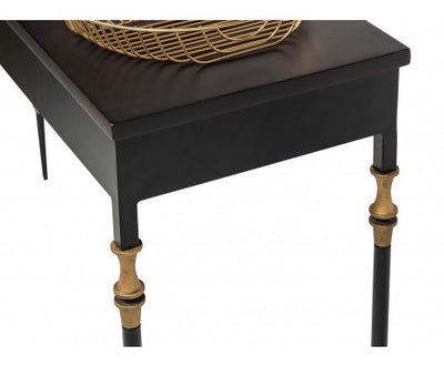 Gold Black Wooden Slim Hallway Console Table with Finial Legs