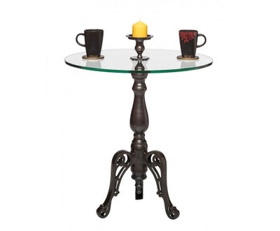 Iron Round Glass Coffee Table with Detachable Candle Holder