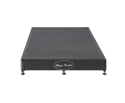 Mattress Base Ensemble Queen Size Solid Wooden Slat in Charcoal with Removable Cover