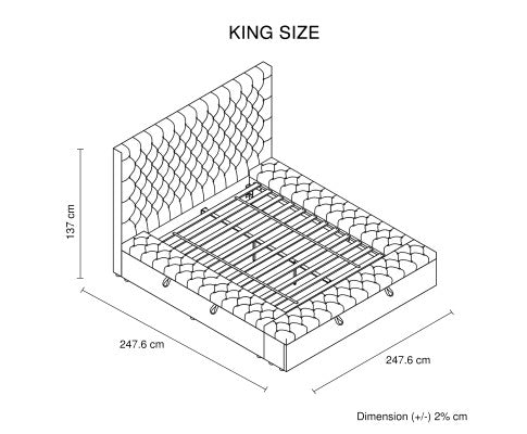 King Size Bedframe Velvet Upholstery Dark Grey Colour Tufted Headboard Deep Quilting