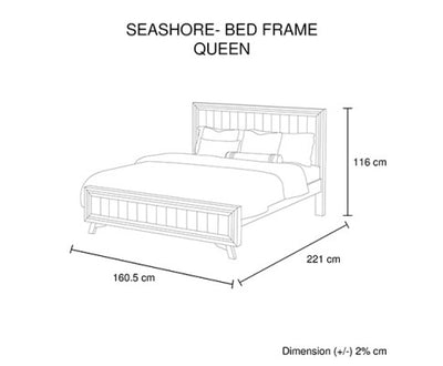 Queen Size Silver Brush Bed Frame in Acacia Wood Construction