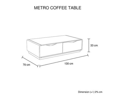 Metro Coffee Table Black Glass & White Painting