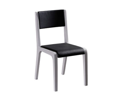 2x Wooden Frame Black Leatherette Medium High Backrest Dining Chairs