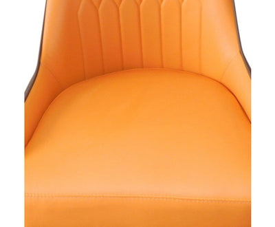 2X Dining Chairs Orange Colour Premium Leatherette Carbon Steel Frame Firm Support