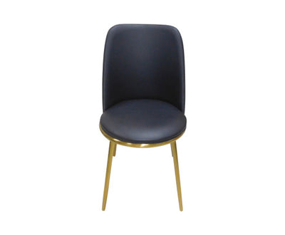 6X Dining Chairs Black Leatherette Seat Golden Frame Tripod Legs Stainless Steel Firm Support