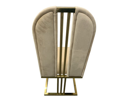 2X Dining Chair Stainless Gold Frame & Seat Beige Fabric