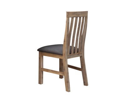 2x Wooden Frame Leatherette in Solid Wood Acacia & Veneer Dining Chairs in Oak Colour