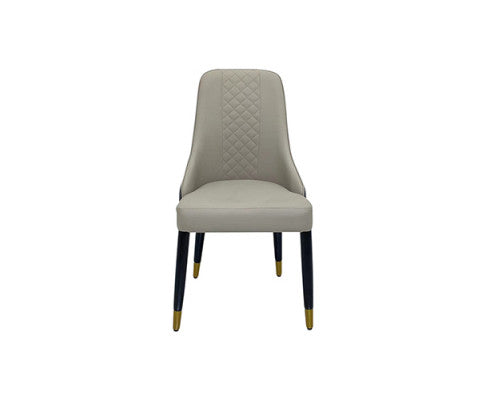 2x Dining Chair Grey Leatherette Upholstery Black & Golden Legs
