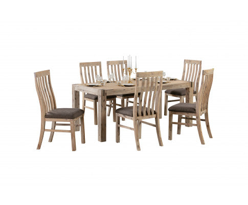 7 Pieces Dining Suite 180cm Medium Size Dining Table & 6X Chairs with Solid Acacia Wooden Base in Oak Colour