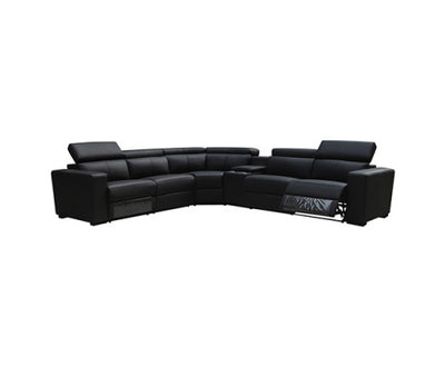 6 Seater Real Leather sofa Black Color Lounge Set for Living Room Couch with Adjustable Headrest