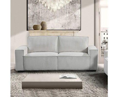 Reno 3 Seater Sofa Beige Colour Fabric Upholstery Wooden Structure Knock Down Feature In Back & Arms