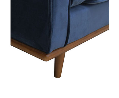 Single Seater Armchair Sofa Modern Lounge Accent Chair in Soft Blue Velvet with Wooden Frame