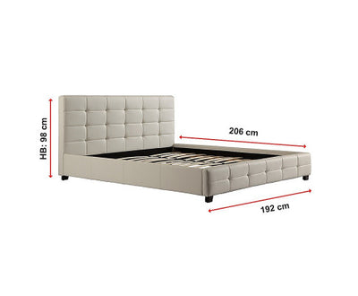 King PU Leather Deluxe Bed Frame White
