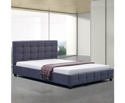 Linen Fabric Double Deluxe Bed Frame Grey