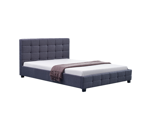 Linen Fabric Queen Deluxe Bed Frame Grey