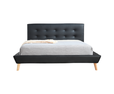Queen PU Leather Deluxe Bed Frame Black