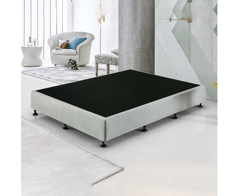 Palermo King Single Ensemble Bed Base Platinum Light Grey Linen Fabric