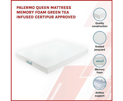 Palermo Queen Mattress Memory Foam Green Tea Infused CertiPUR Approved