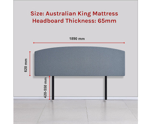 Linen Fabric King Bed Curved Headboard Bedhead - Berlin Blue