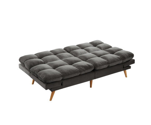 Alexa 3 Seater Velvet Sofa Bed Futon Charcoal