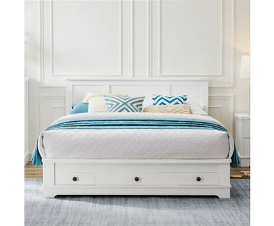 Margaux White Coastal Lifestyle Bedframe with Storage Drawers King