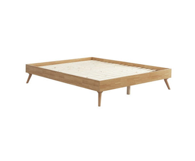 Natural Oak Ensemble Bed Frame Wooden Slat Double