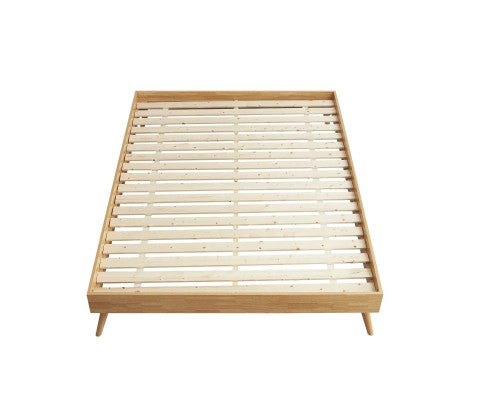 Natural Oak Ensemble Bed Frame Wooden Slat King