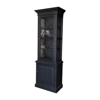 French Single Door Cabinet Rustic Black Oak