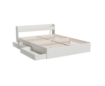 Artiss Bed Frame Double Size Mattress Base wtih Charging Ports 2 Storage Drawers