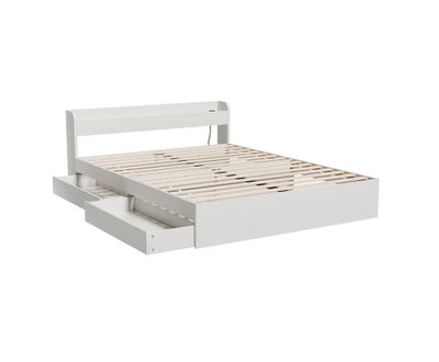 Artiss Bed Frame Queen Size Mattress Base wtih Charging Ports 2 Storage Drawers