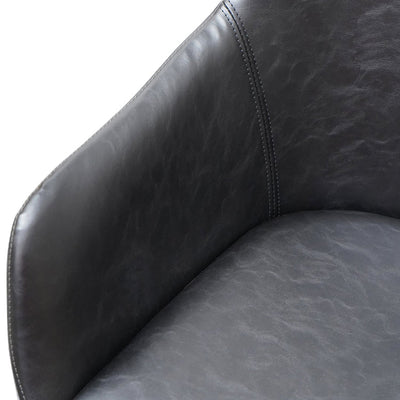 PU Leather Dining Chair - Antique Black - Charcoal Velvet (Set of 2)