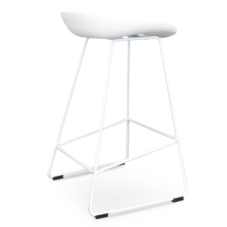 65cm Bar Stool - white Seat With white metal Frame
