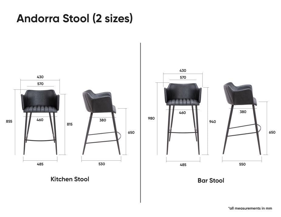 Andorra Bar Stool Vintage Black Seat