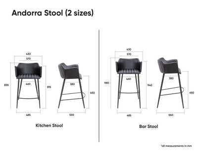 Andorra Bar Stool Vintage Black Seat