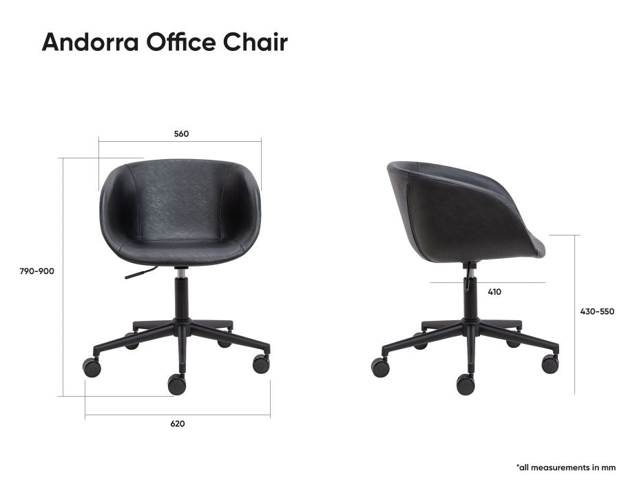 Andorra Office Chair Vintage Black Seat
