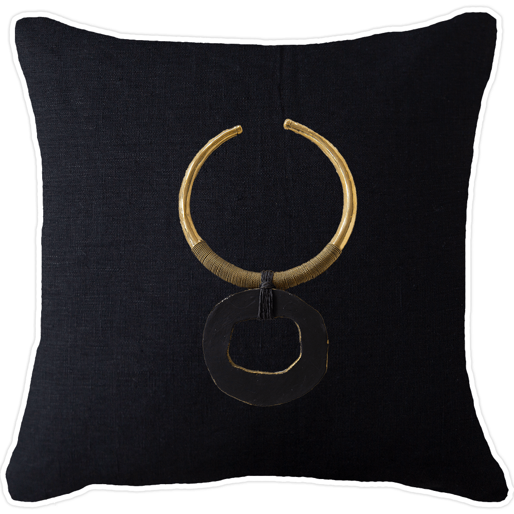 Amulet Calico Black Lounge Cushion 55 x 55cm