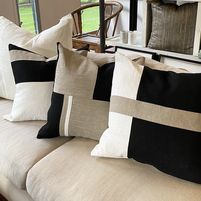Linen Modern Block Stripe Lounge Cushion 55 x 55cm