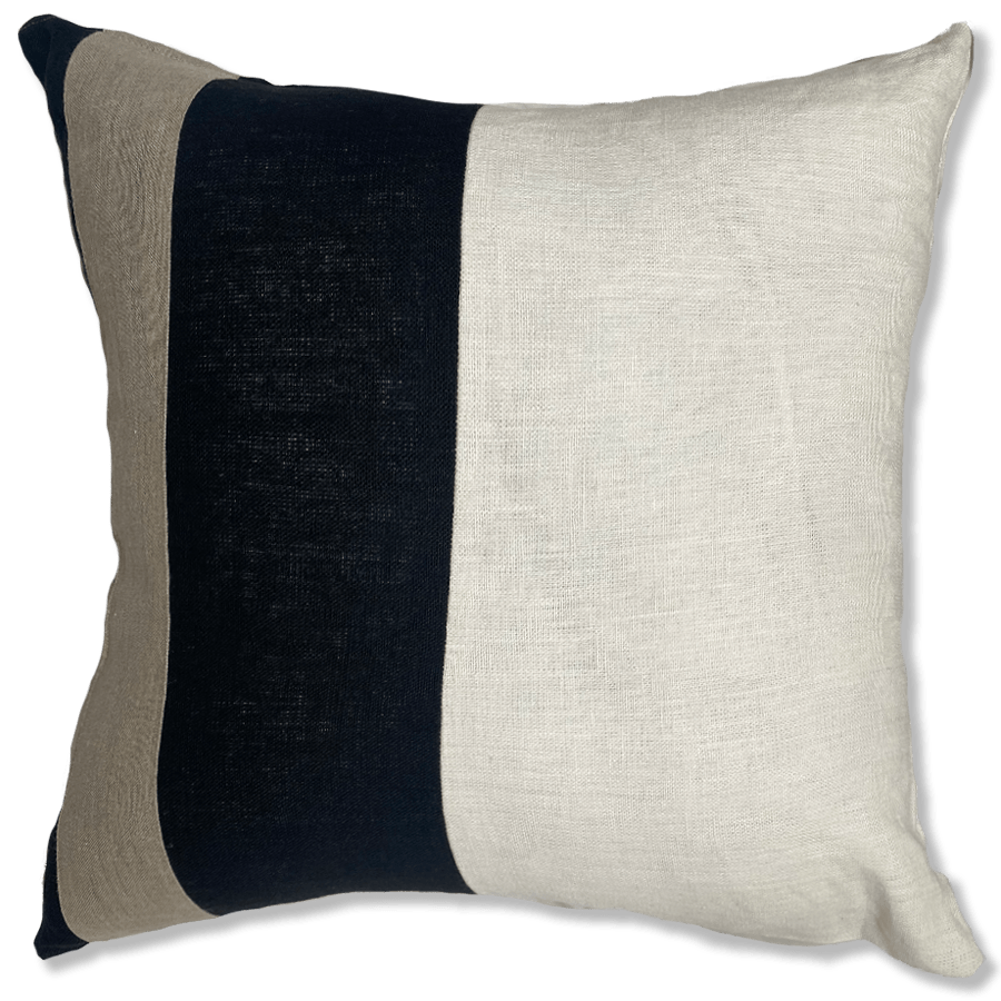 Linen Modern Block Stripe Lounge Cushion 55 x 55cm